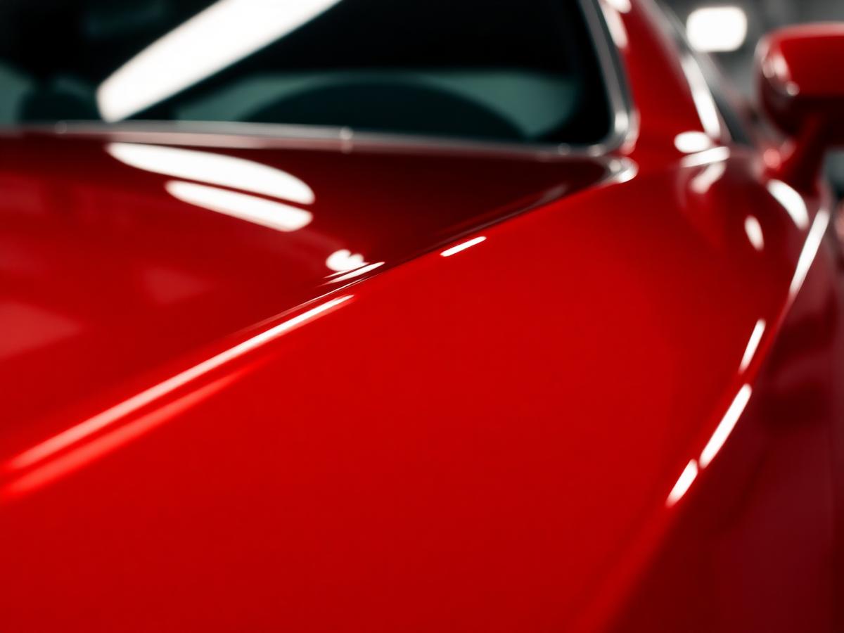 Glossy red paint finish after refinishing